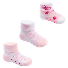 S501: Pink 3 Pack Turnover Socks (0-12 Months)